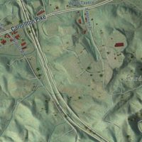 Second close-up of the map of Hillsville, Virginia print showing more streets and buildings