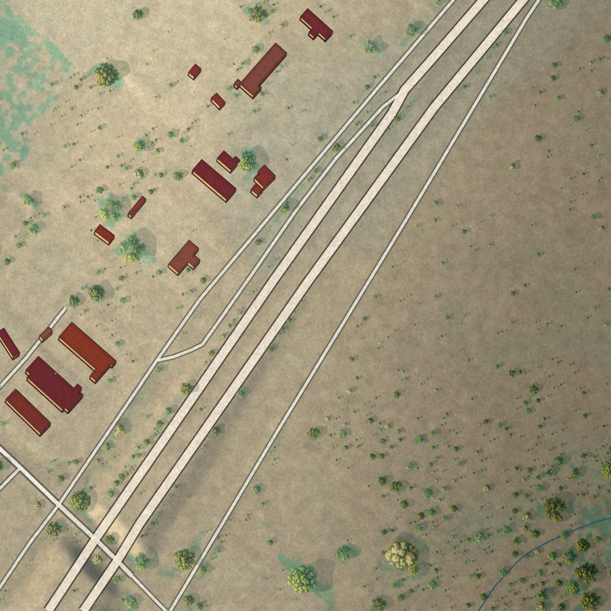 Second close-up of the map of Hilltop, Frio County, Texas print showing more streets and buildings