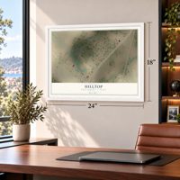 Hilltop, Frio County, Texas map, 18 x 24 inch print in a white frame in a home office