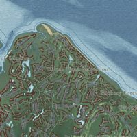 Second close-up of the map of Hilton Head Island, South Carolina print showing more streets and buildings