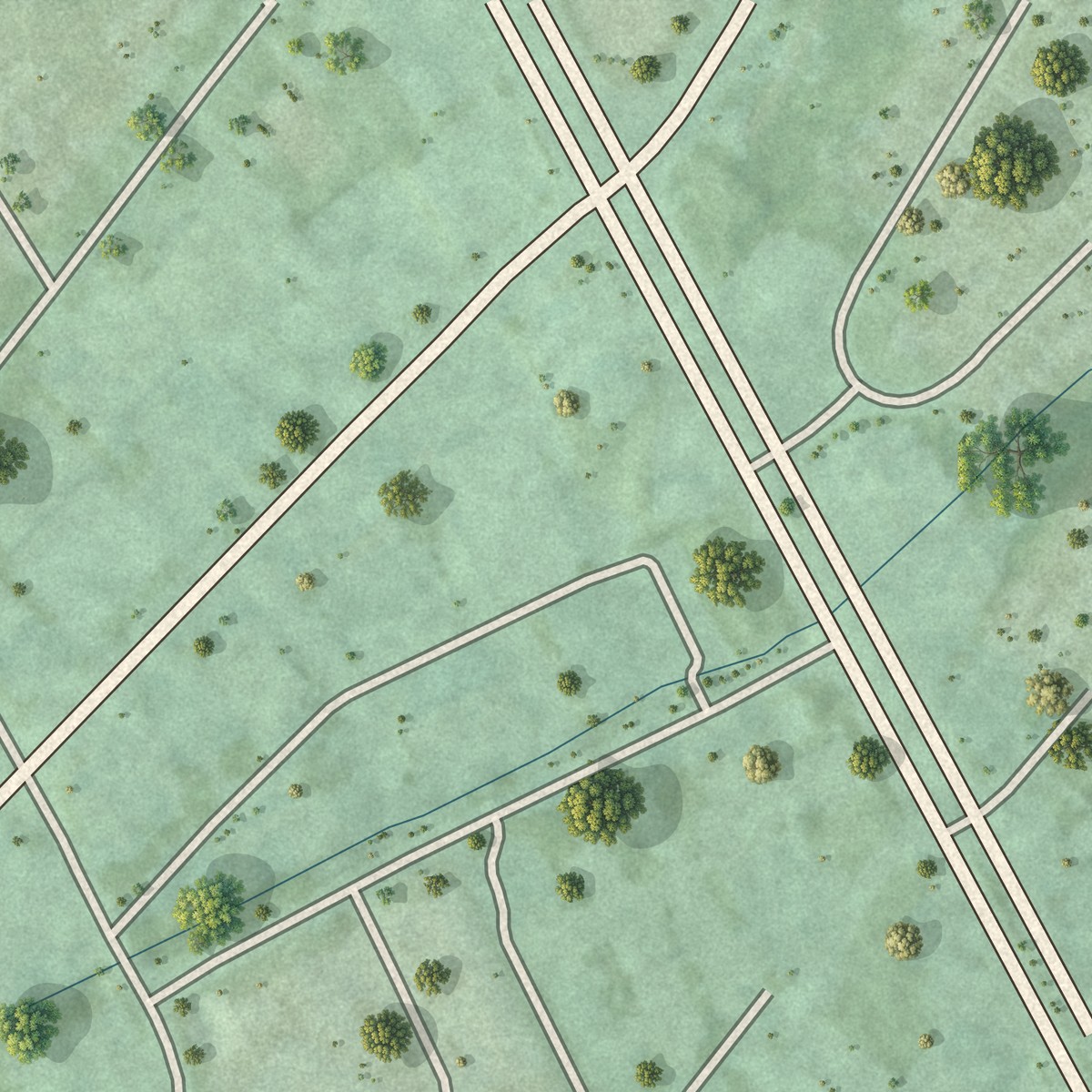 Second close-up of the map of Hilton Village, Virginia print showing more streets and buildings
