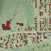 Second close-up of the map of Hinckley, Illinois print showing more streets and buildings