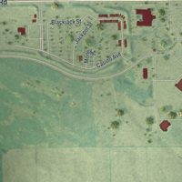 Second close-up of the map of Hinckley, Minnesota print showing more streets and buildings