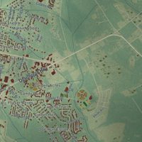 Second close-up of the map of Hinesville, Georgia print showing more streets and buildings