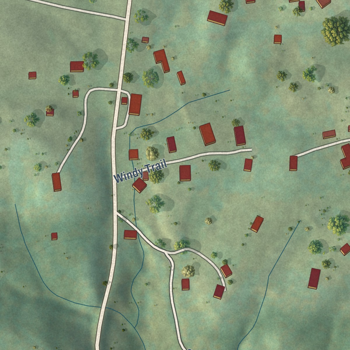 Second close-up of the map of Hinkleville, West Virginia print showing more streets and buildings