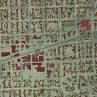 Second close-up of the map of Hinsdale, Illinois print showing more streets and buildings