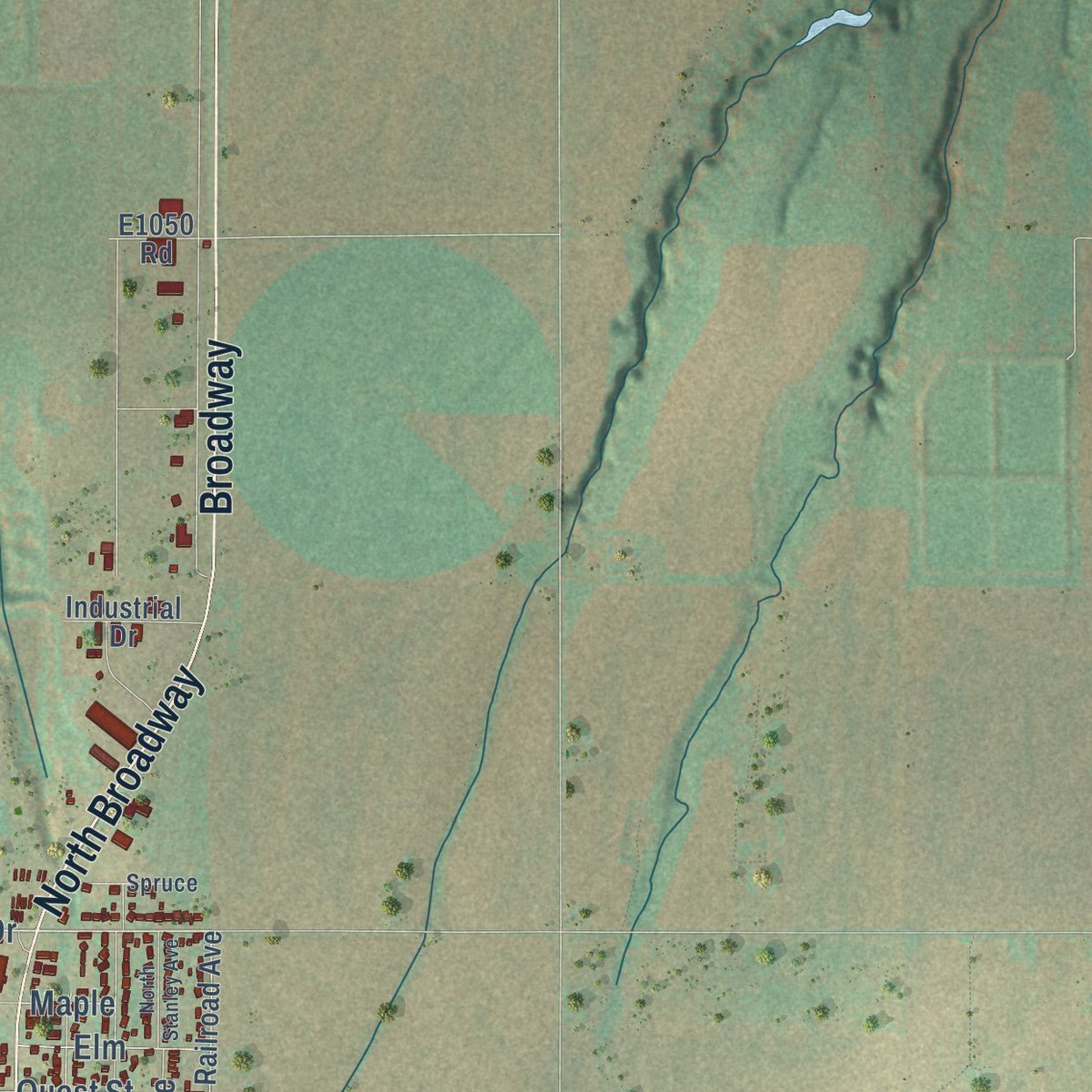 Second close-up of the map of Hinton, Oklahoma print showing more streets and buildings