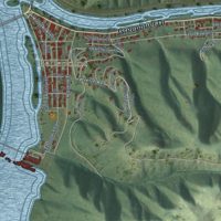 Second close-up of the map of Hinton, West Virginia print showing more streets and buildings