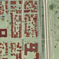 Second close-up of the map of Historic Mitchell Street, Wisconsin print showing more streets and buildings