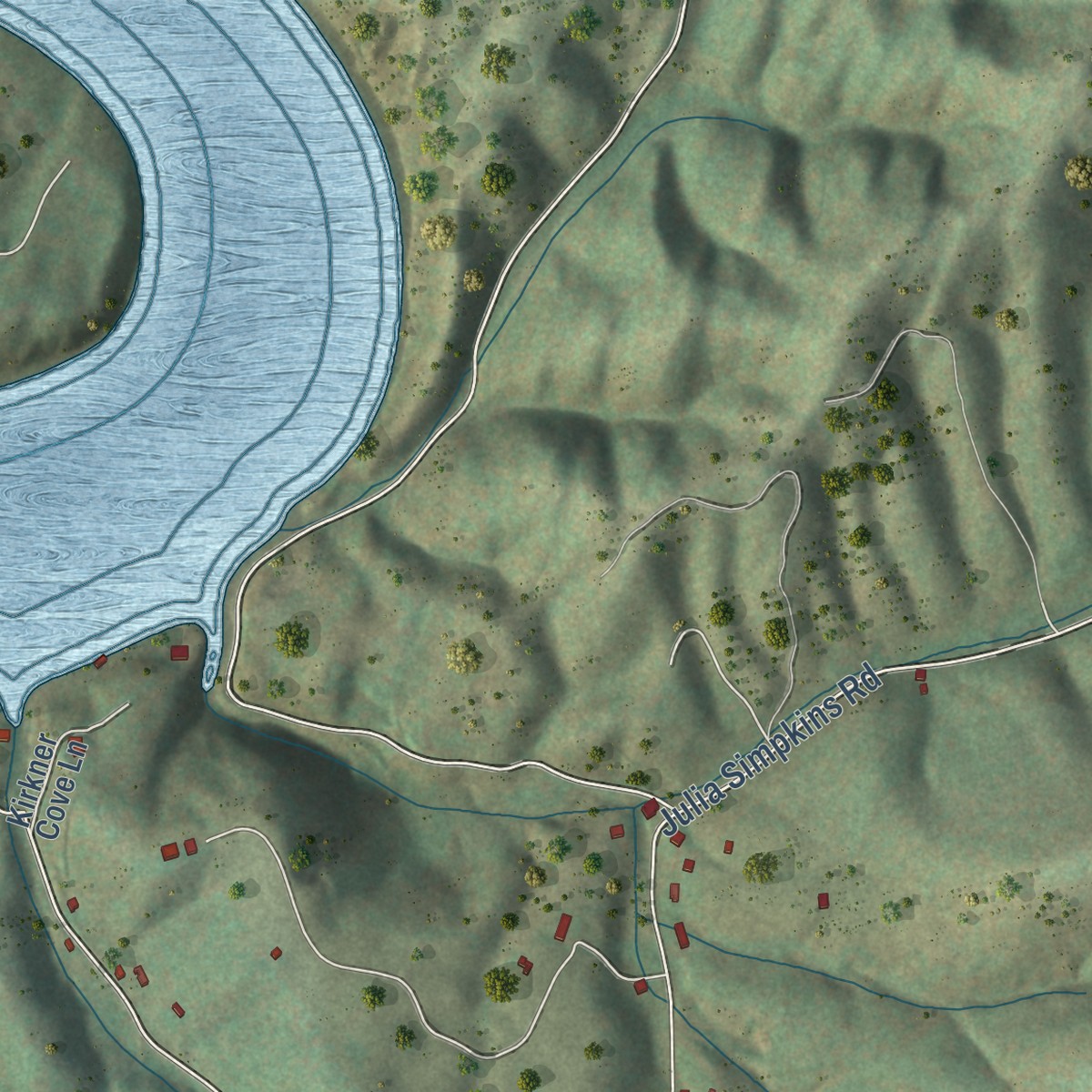 Second close-up of the map of Hiwassee, Virginia print showing more streets and buildings