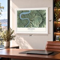 Hiwassee, Virginia map, 18 x 24 inch print in a white frame in a home office