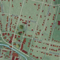 Second close-up of the map of Ho-Ho-Kus, New Jersey print showing more streets and buildings