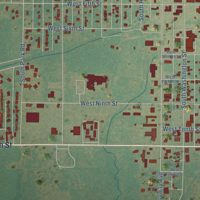 Second close-up of the map of Hobart, Oklahoma print showing more streets and buildings