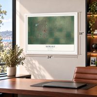 Hobart, Oklahoma map, 18 x 24 inch print in a white frame in a home office