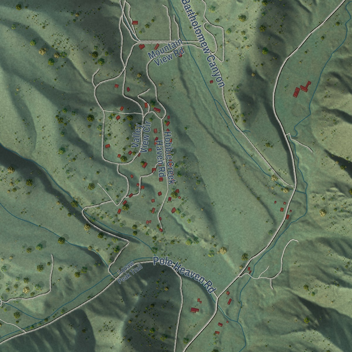 Second close-up of the map of Hobble Creek, Utah print showing more streets and buildings