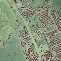 Second close-up of the map of Hobe Sound, Florida print showing more streets and buildings