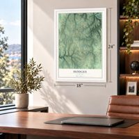 Hodges, Alabama map, 18 x 24 inch print in a white frame in a home office