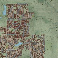Second close-up of the map of Hoffman Estates, Illinois print showing more streets and buildings