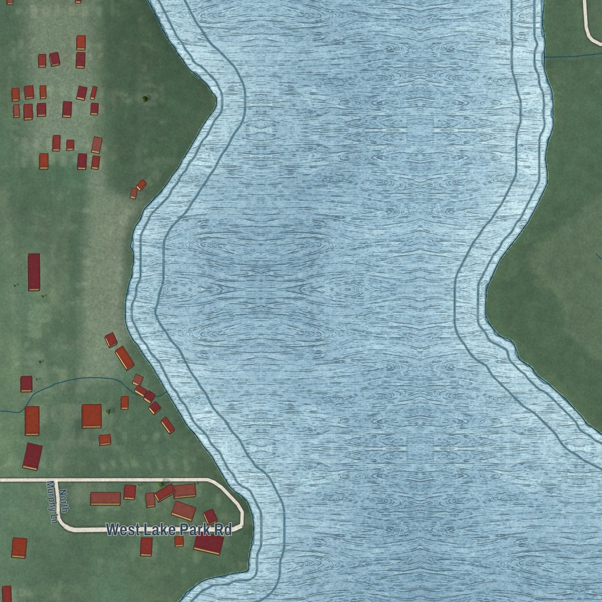 Second close-up of the map of Hoffman Lake, Indiana print showing more streets and buildings