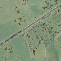 Second close-up of the map of Hoffman, North Carolina print showing more streets and buildings