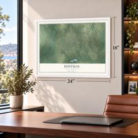 Hoffman, North Carolina map, 18 x 24 inch print in a white frame in a home office