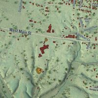 Second close-up of the map of Hohenwald, Tennessee print showing more streets and buildings