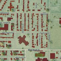 Second close-up of the map of Hoisington, Kansas print showing more streets and buildings
