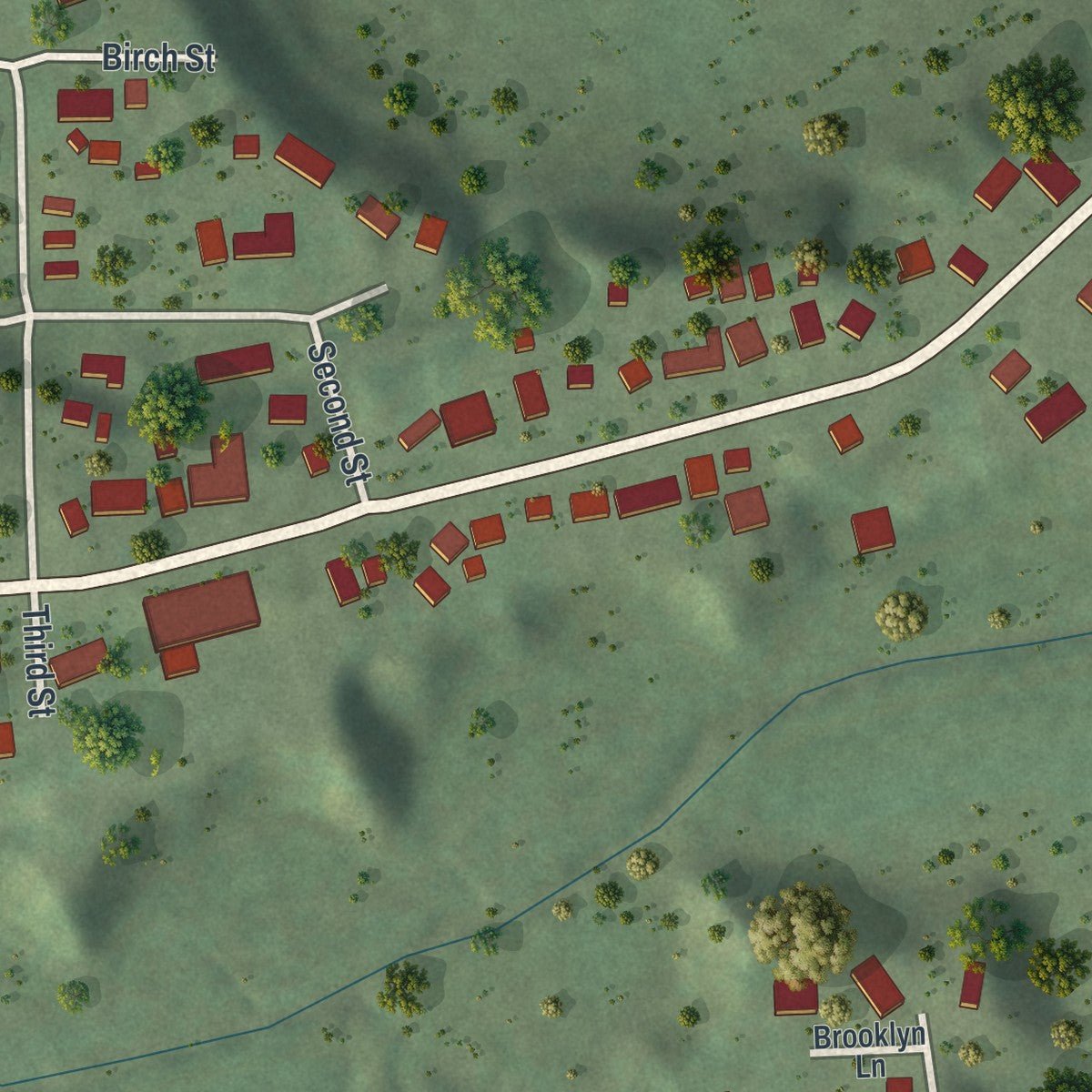 Second close-up of the map of Hokah, Minnesota print showing more streets and buildings