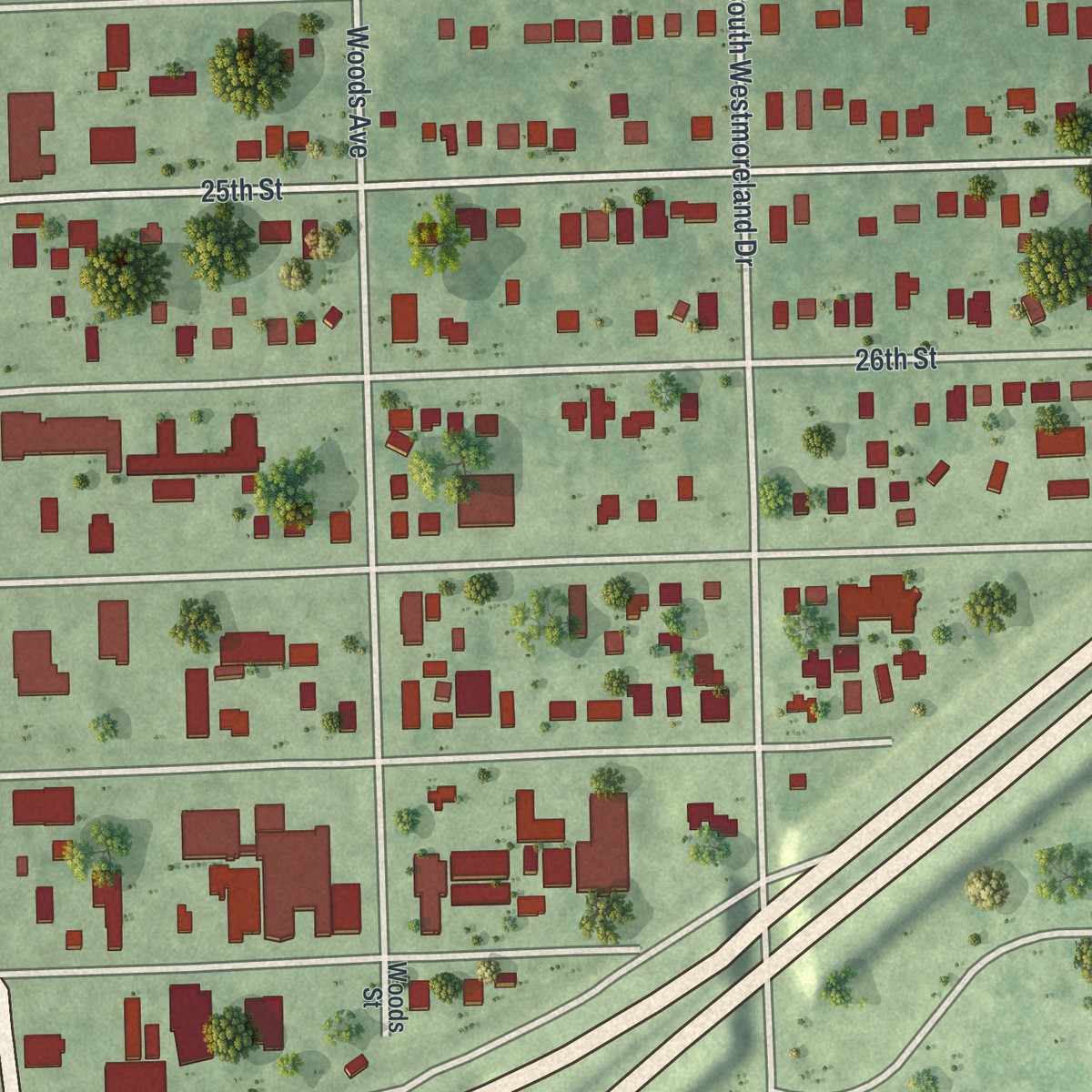 Second close-up of the map of Holden Heights, Florida print showing more streets and buildings