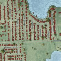 Second close-up of the map of Holden Lakes, Florida print showing more streets and buildings