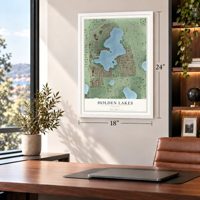 Holden Lakes, Florida map, 18 x 24 inch print in a white frame in a home office