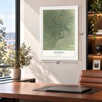 Holden, Utah map, 18 x 24 inch print in a white frame in a home office
