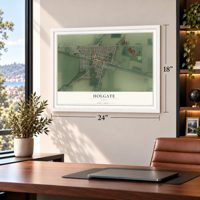 Holgate, Ohio map, 18 x 24 inch print in a white frame in a home office