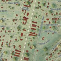 Second close-up of the map of Holiday Beach, Texas print showing more streets and buildings