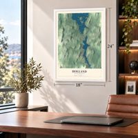 Holland, Massachusetts map, 18 x 24 inch print in a white frame in a home office