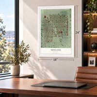 Holland, Minneapolis, Minnesota map, 18 x 24 inch print in a white frame in a home office