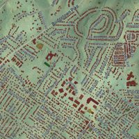 Second close-up of the map of Holland, Pennsylvania print showing more streets and buildings