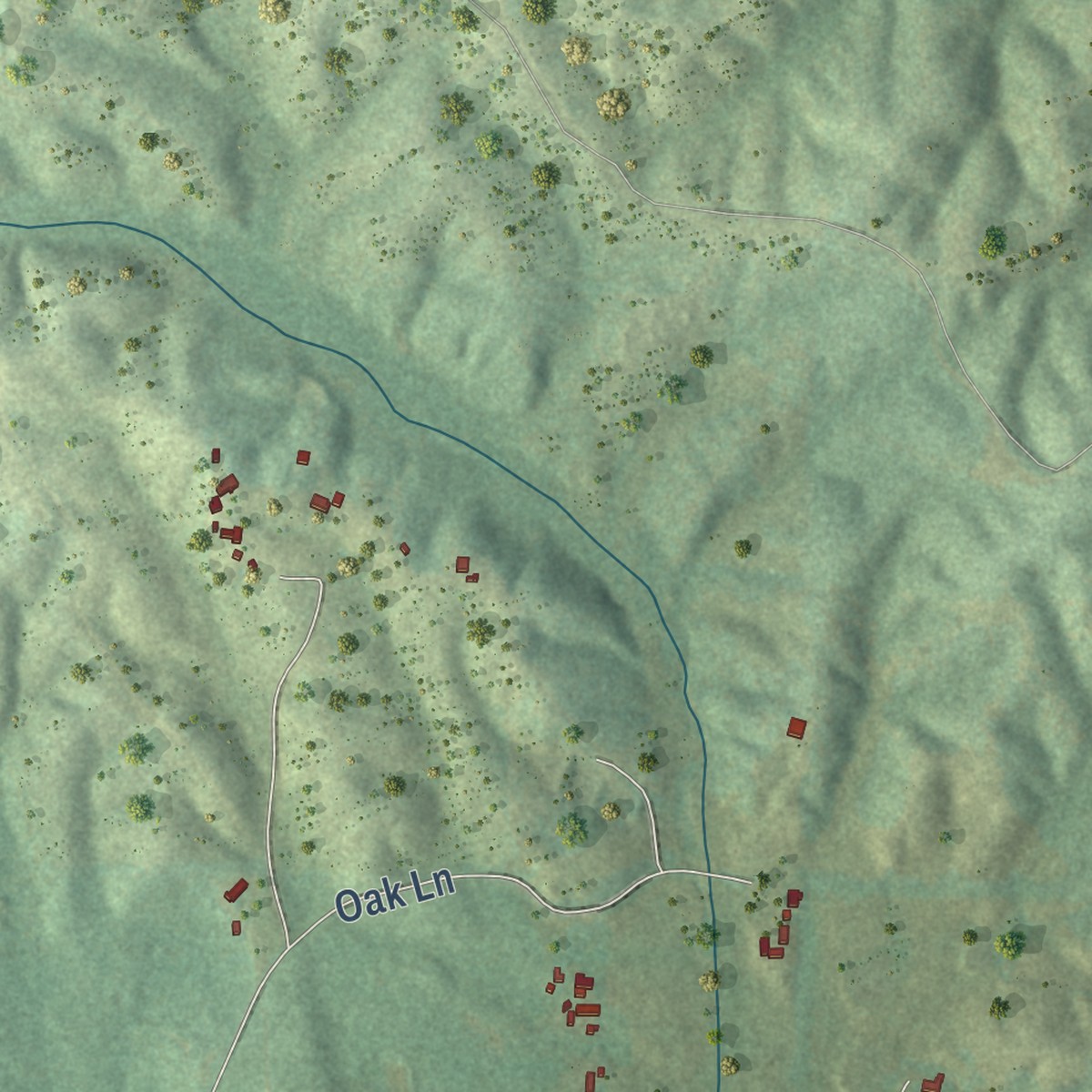 Second close-up of the map of Hollins, Alabama print showing more streets and buildings