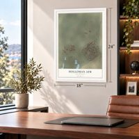 Holloman AFB, New Mexico map, 18 x 24 inch print in a white frame in a home office