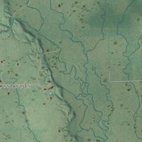 Second close-up of the map of Holly Creek, Oklahoma print showing more streets and buildings