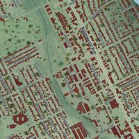 Second close-up of the map of Holly Hill, Florida print showing more streets and buildings