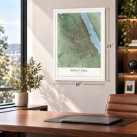 Holly Hill, Florida map, 18 x 24 inch print in a white frame in a home office
