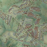 Second close-up of the map of Holly Springs, South Carolina print showing more streets and buildings