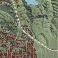 Second close-up of the map of Hollywood Hills West, California print showing more streets and buildings