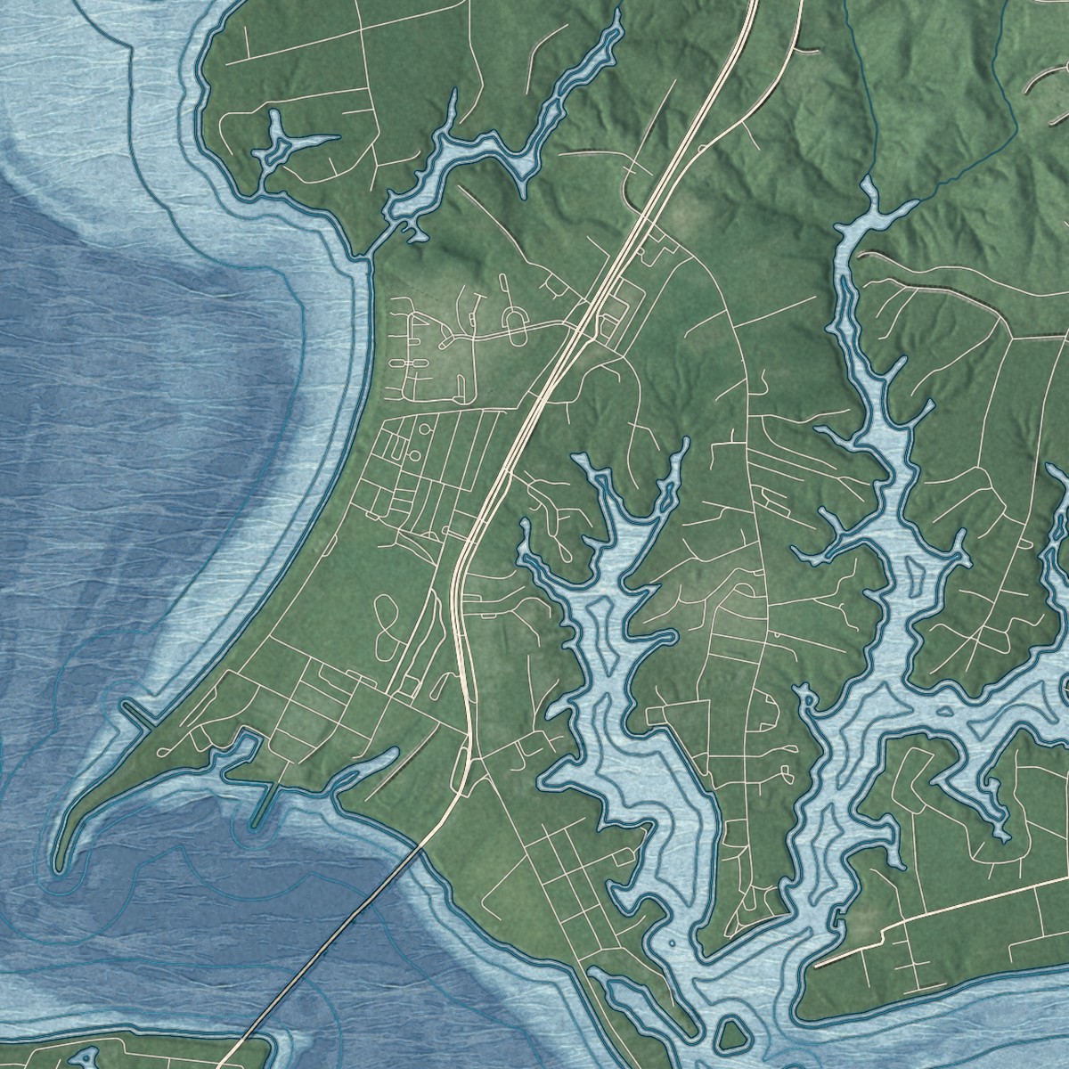 Second close-up of the map of Hollywood, Maryland print showing more streets and buildings