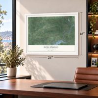 Hollywood, South Carolina map, 18 x 24 inch print in a white frame in a home office
