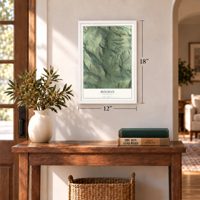 Holman, New Mexico map, 12 x 18 inch print in a white frame in an entryway