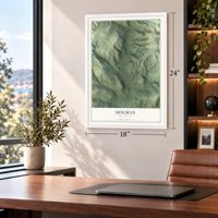 Holman, New Mexico map, 18 x 24 inch print in a white frame in a home office