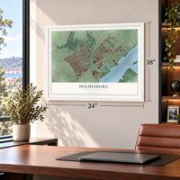 Holmesburg, Pennsylvania map, 18 x 24 inch print in a white frame in a home office