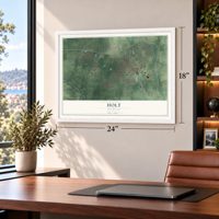Holt, Michigan map, 18 x 24 inch print in a white frame in a home office